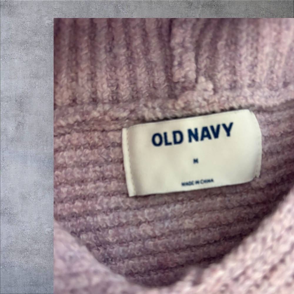 Old Navy lavender ribbed knit hooded sweater with a cowl neck. - Picture 5 of 5